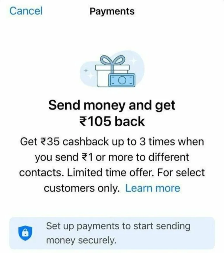 WhatsApp Cashback Offer