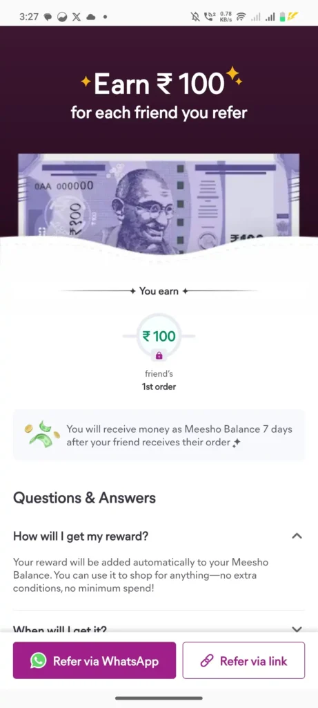 Meesho refer and earn reward details
Suggested filename: 