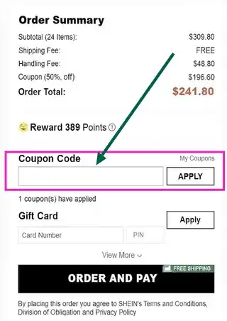 Apply a Shein Promo Code