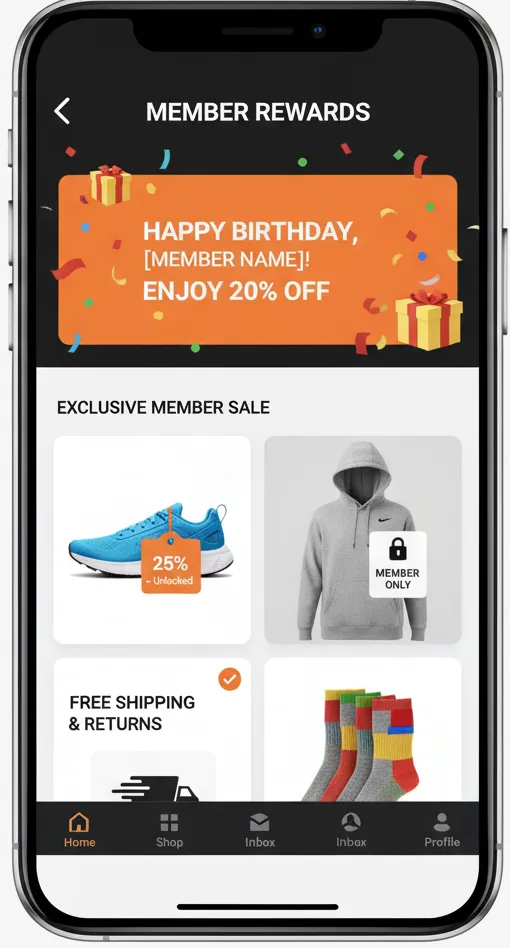 A screenshot from the Nike App showing the 'Member Rewards' or 'Member-Only Sale'