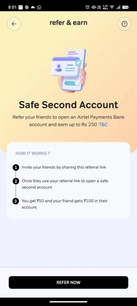 Airtel Payments Bank "Safe Second Account